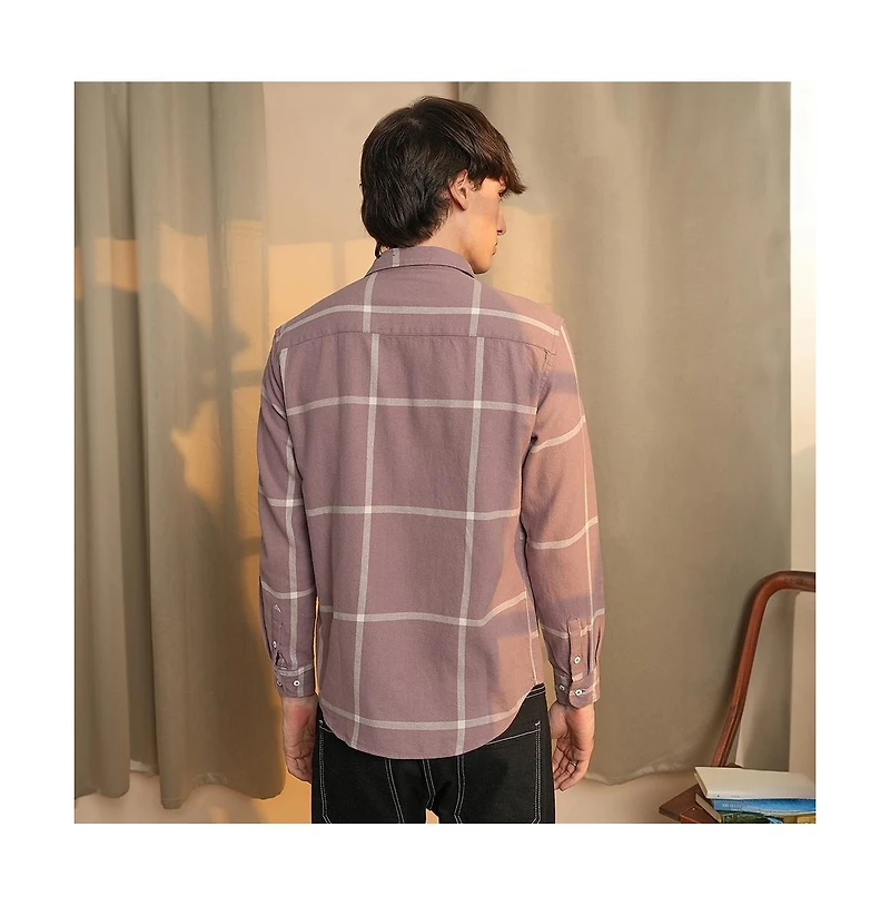 Campus Sutra Men's Nude Pink Maxi-Graph Check Shirt