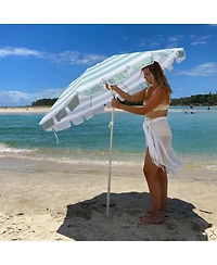 Sunnylife Compact Beach Umbrella: La Palma Sage Stripe