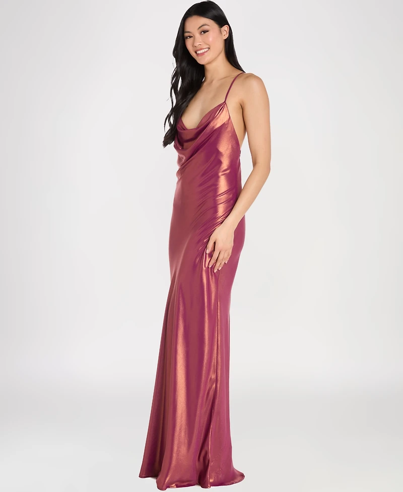 Morgan & Company Juniors Sleeveless Cowl Neck Long Dress