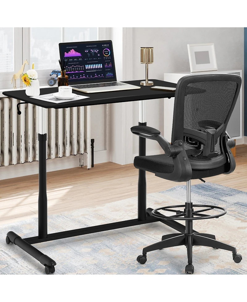Mecale Height Adjustable Computer Desk Sit to Stand Rolling Notebook Table