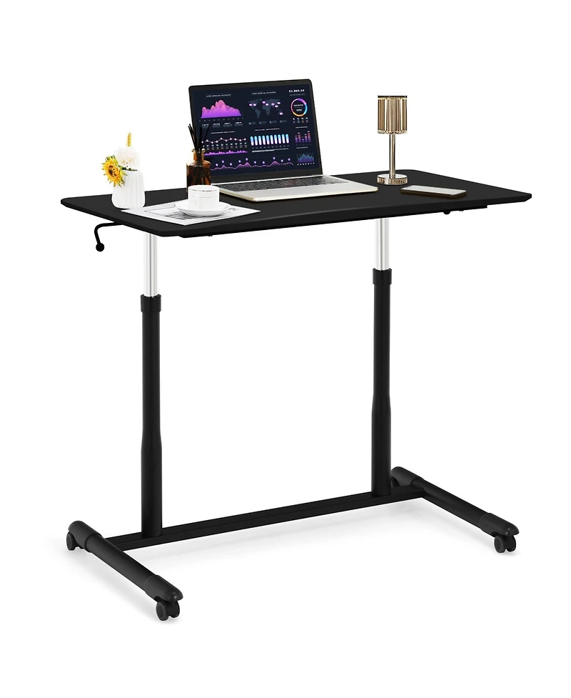 Mecale Height Adjustable Computer Desk Sit to Stand Rolling Notebook Table