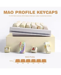 Yunzii Dye-Sub Pbt Keycap Set, Mao Profile, 143 Full Keys Cute Cat Custom Keycaps with Key Puller for Cherry Gateron Mx Switches Mechanical Gaming Key