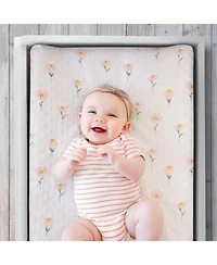 The Peanutshell Changing Pad Cover for Baby Girls, Daisy Plush Minky