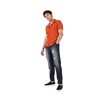 Campus Sutra Men's Burnt Orange Textured Regular Fit Casual Shirt