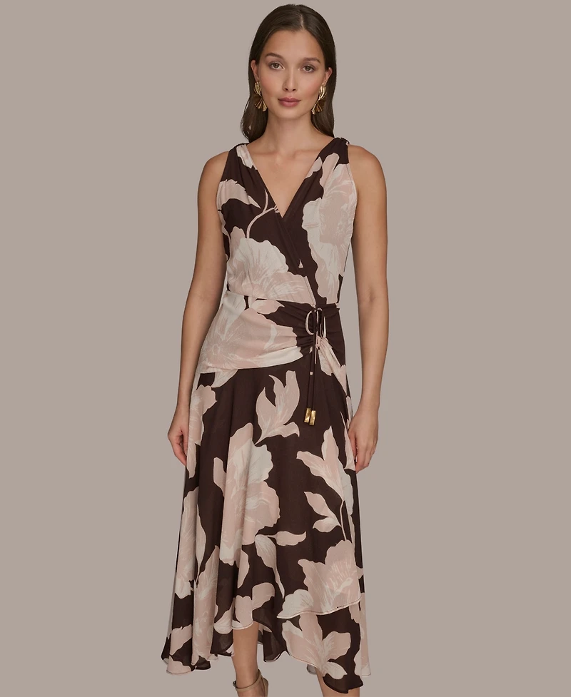 Donna Karan New York Women's Faux-Wrap Sleeveless Dress