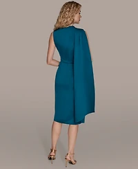 Donna Karan New York Women's Satin Scarf Sheath Midi Dress