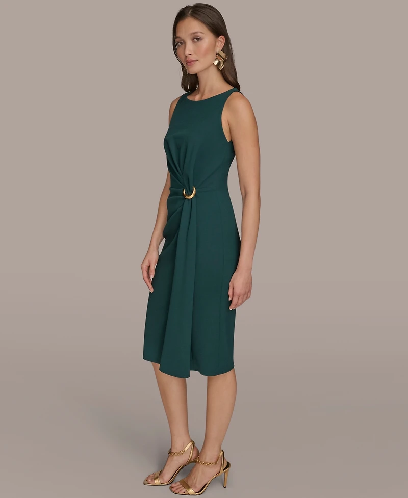 Donna Karan New York Women's Crepe Hardware A-Line Midi Dress