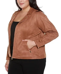 Belldini Plus Faux-Suede Moto Jacket