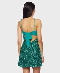 Alex & Sophia Juniors' Sequined V-Neck Short Dress