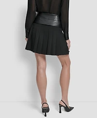 Dkny Women's Paneled Mix Media Scuba Mini Skirt