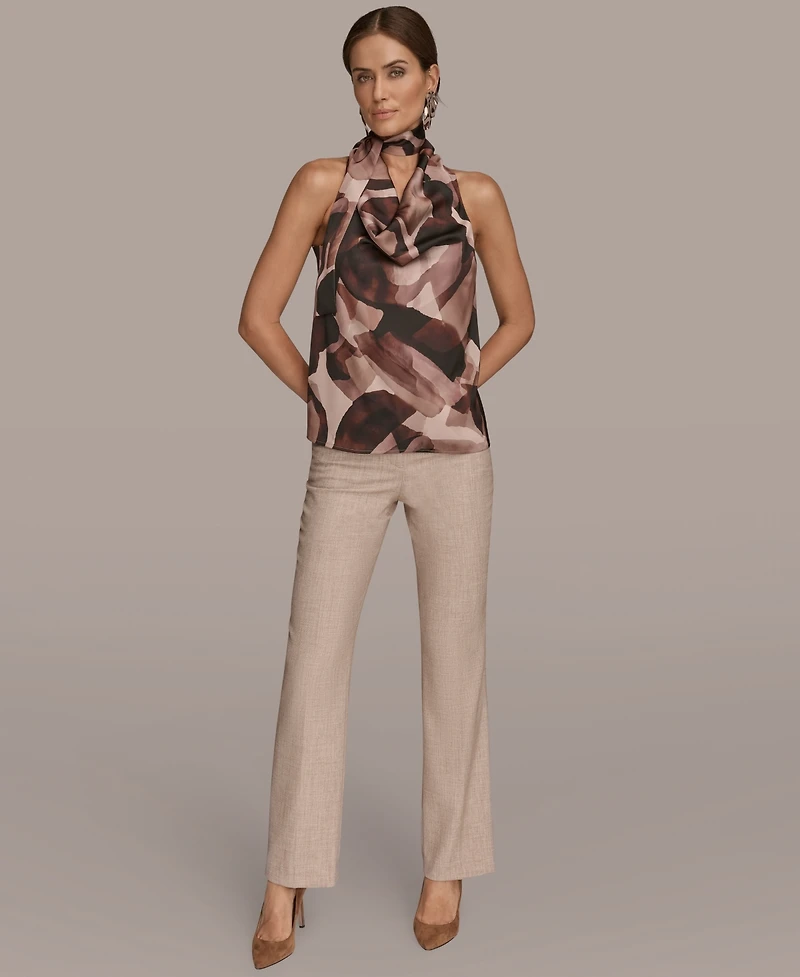 Donna Karan New York Women's Printed Drape Neck Halter with Tie Top
