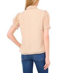 CeCe Women's Scallop-Edge Geo-Print Blouse