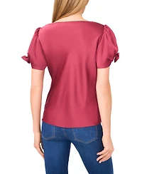 CeCe Women's Cowl Neck Bubble Short Sleeves Top
