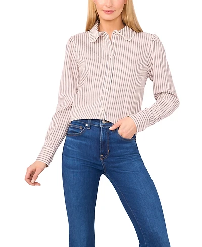 CeCe Women's Striped Button Down Shirt