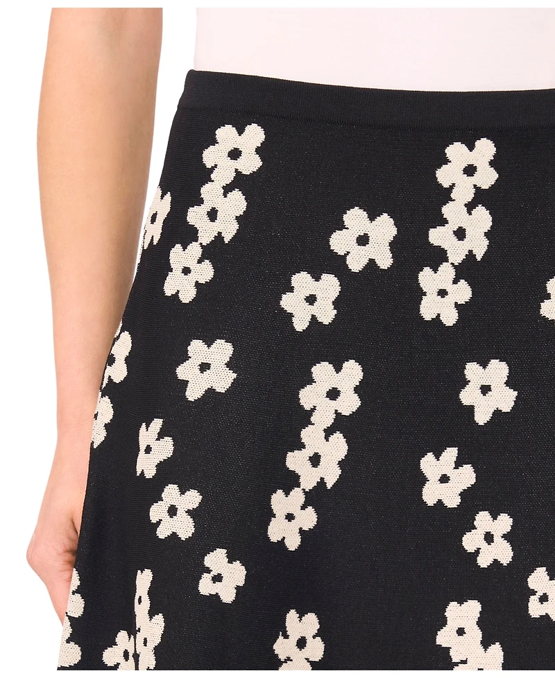 CeCe Women's Floral Jacquard A-line Skirt