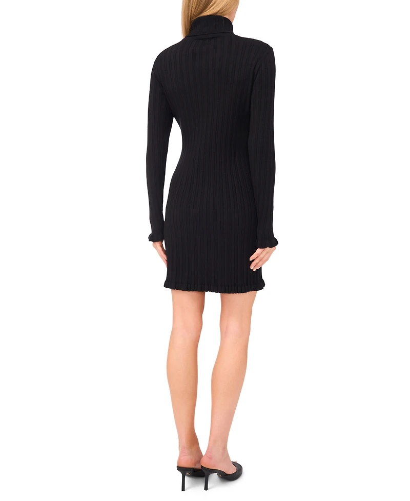 CeCe Women's Turtle Neck Ribbed Sweater Dress