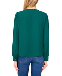 CeCe Women's Long Sleeve Button Down Blouse