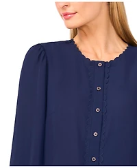 CeCe Women's Long Sleeve Button Down Blouse