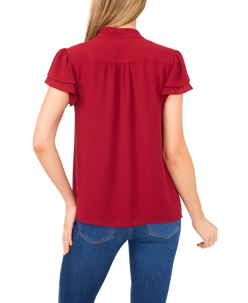 CeCe Women's Double Flutter Short Sleeves Top