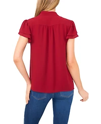 CeCe Women's Double Flutter Short Sleeves Top