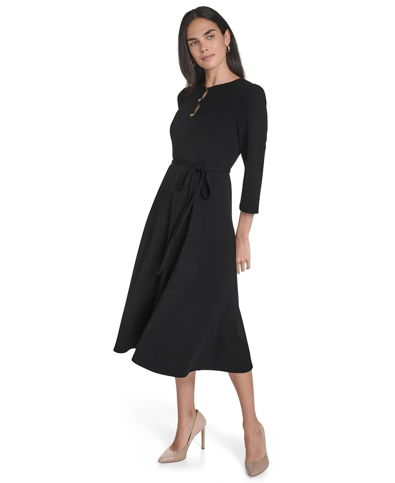 Jessica Howard Petite Fit and Flare 3/4-Sleeve Midi Dress