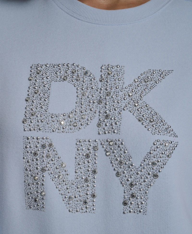 Dkny Jeans Women's Rhinestone Crew Neck Sweatshirt