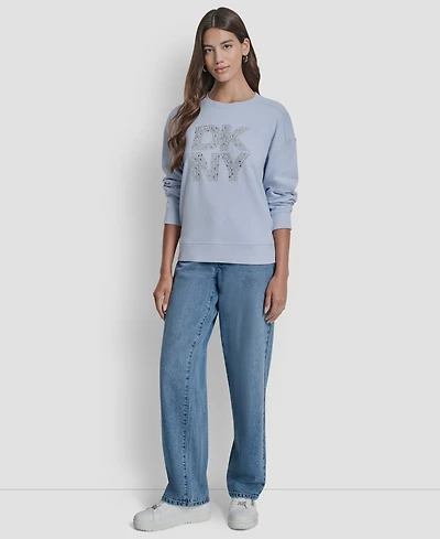 Dkny Jeans Women's Rhinestone Crew Neck Sweatshirt