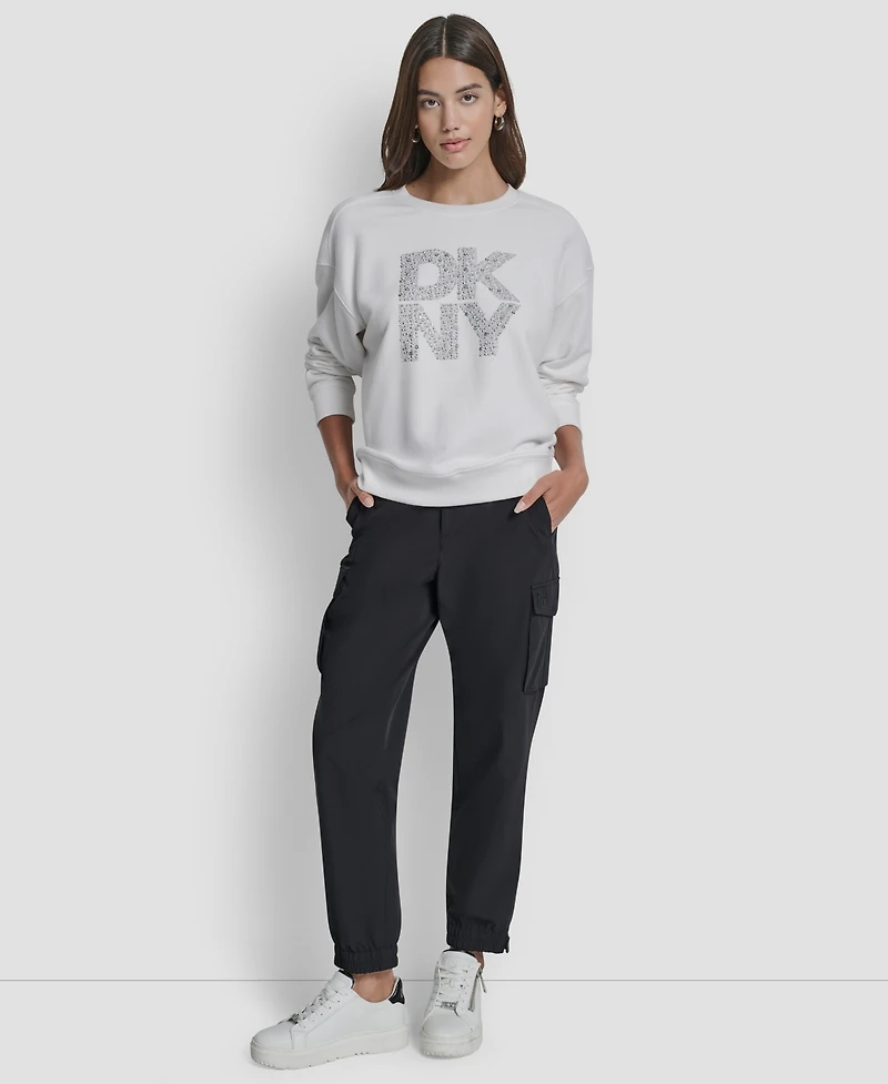 Dkny Jeans Women's Rhinestone Crew Neck Sweatshirt