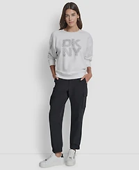 Dkny Jeans Women's Rhinestone Crew Neck Sweatshirt