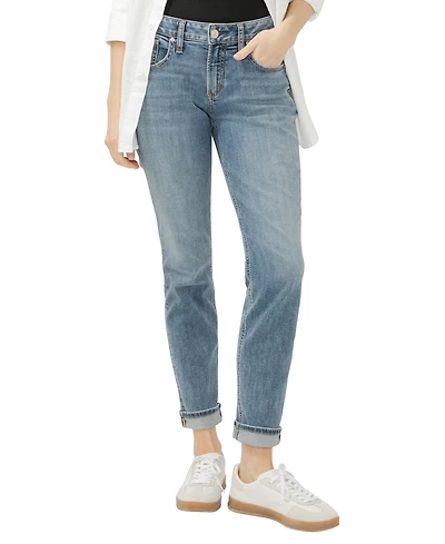 Silver Jeans Co. Women's Boyfriend Mid Rise Slim Leg