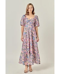 English Factory Women's Open Back Tie Maxi Dress