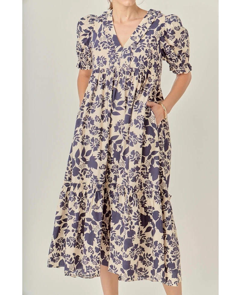 English Factory Women's Floral Print Tiered Midi Dress