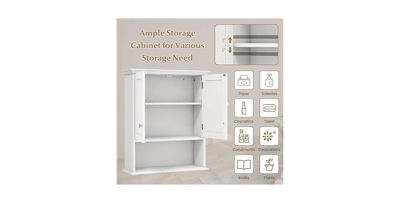 Wall-Mounted Bathroom Medicine Cabinet with Open Storage Shelf for Easy Access