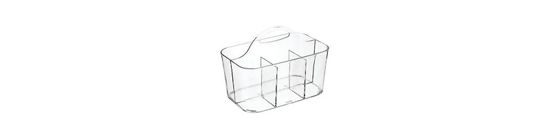 mDesign Small Plastic Storage Caddy Tote for Desktop Office Supplies - Clear, Usa Made