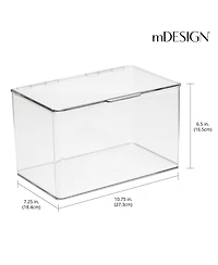 mDesign Plastic Bath Stacking Storage Organizer Box, Hinged Lid, 4 Pack, Clear, Usa Made