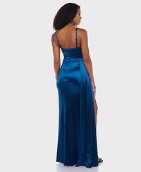 B Darlin Juniors' Satin Cowlneck Gown