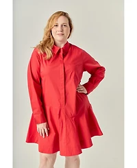 English Factory Women's Collar Flare Skirt Dress