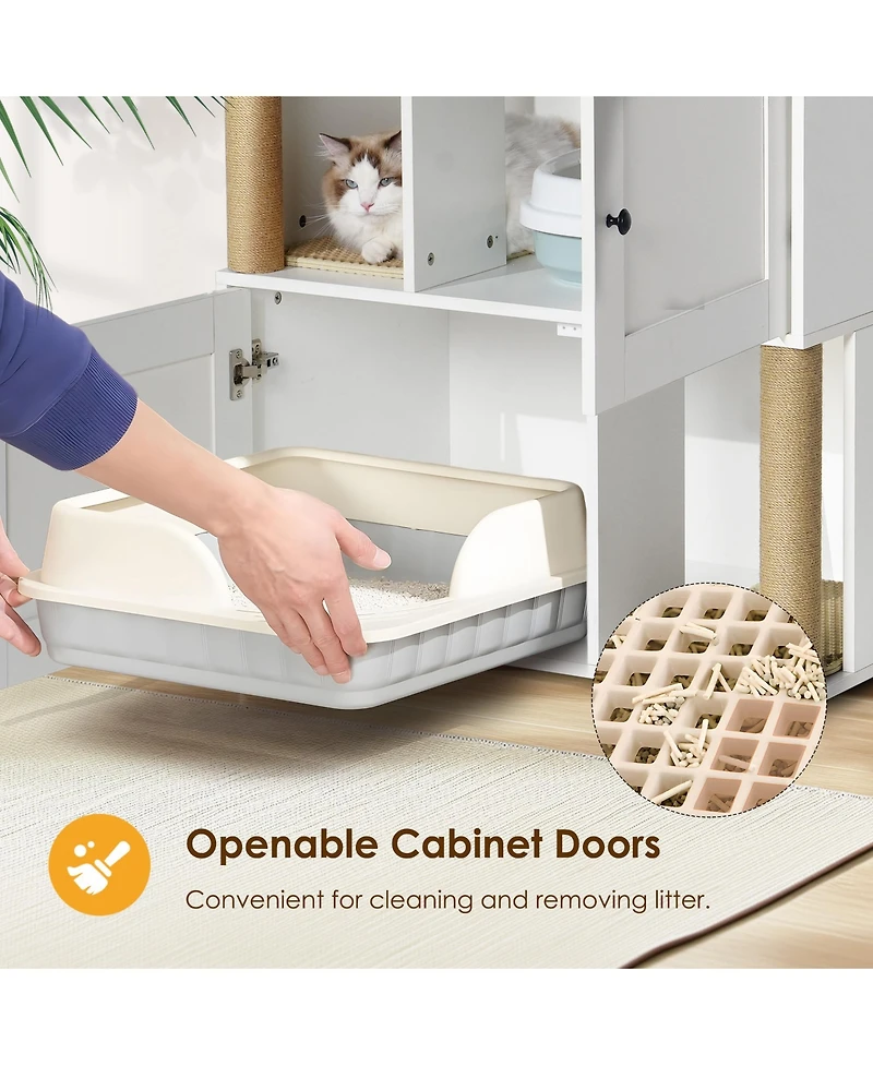 Casainc Storage Cabinet with Double Litter Box Enclosure with Shelve
