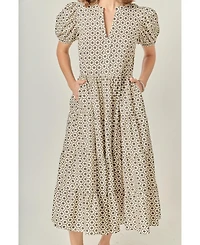 English Factory Women's Print Puff Sleeve Midi Dress