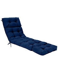 Gymax 73-inch Chaise Lounge Cushion Thickened Recliner w/ 4 String Ties