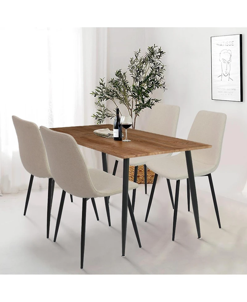 Maison Boucle Modern 4-Piece Dining Set with 47" x 27" Rectangular Table, 19" Seat Height, 4 Upholstered Chairs, Compact, Stylish, Easy Assembly-Maiso
