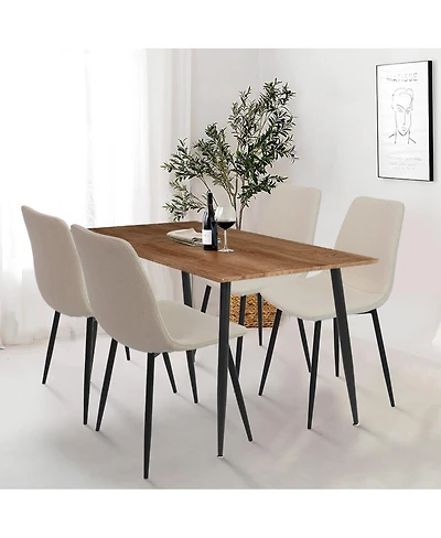 Maison Boucle Modern 4-Piece Dining Set with 47" x 27" Rectangular Table, 19" Seat Height, 4 Upholstered Chairs, Compact, Stylish, Easy Assembly-Maiso