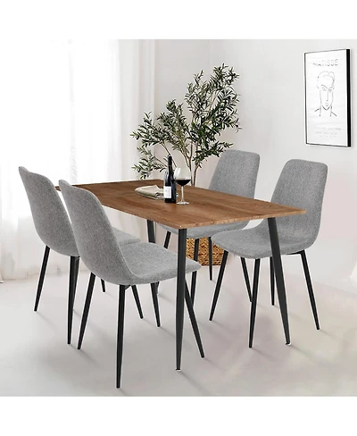5-Piece Dining Set with 47" Rectangular Table and 4 Upholstered Chairs, Kitchen for 4, Compact Small Space-Maison Boucle