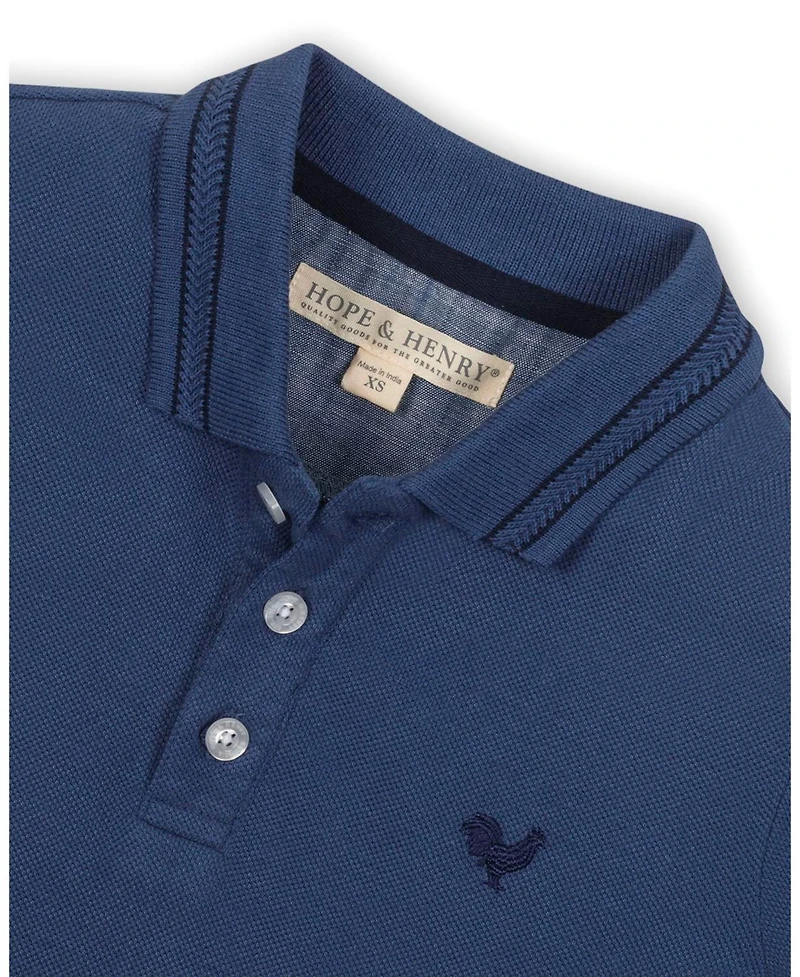 Hope & Henry Little and Big Boys' Organic Short Sleeve Knit Pique Polo Shirt
