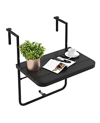Costway Folding Hanging Table Outdoor Railing Table with 3-Level Adjustable Height