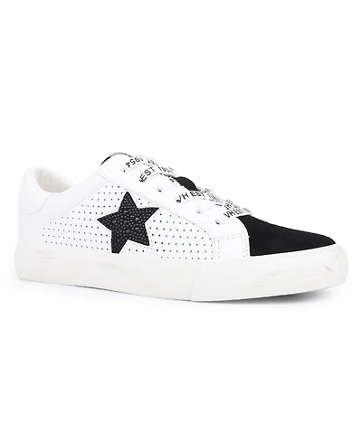 Grande - White Black Rhinestones Women's's Sneaker by