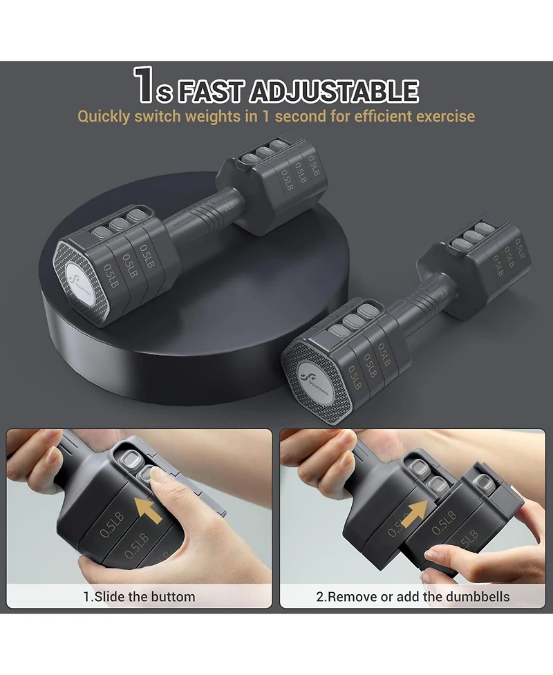 Adjustable Dumbbells Hand Weights Set: 4 In 1 Weight Each 2lb 3lb 4lb 5lb Free Weights Dumbbells Set