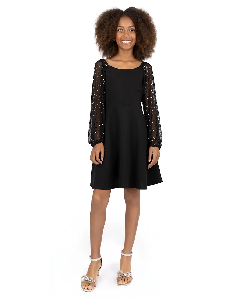 Speechless Big Girls Knee Length Long Sleeve Round Neck Dress