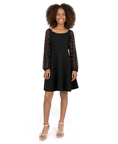 Speechless Big Girls Knee Length Long Sleeve Round Neck Dress