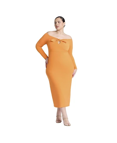 Eloquii Women's Midi Dress With Tie